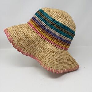 Wyeth Georgia Multicolored Stripes Floppy Straw Hat